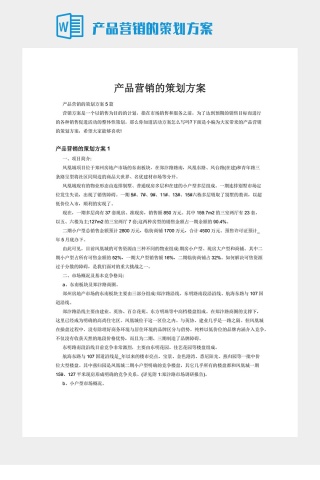 产品营销的策划方案下载