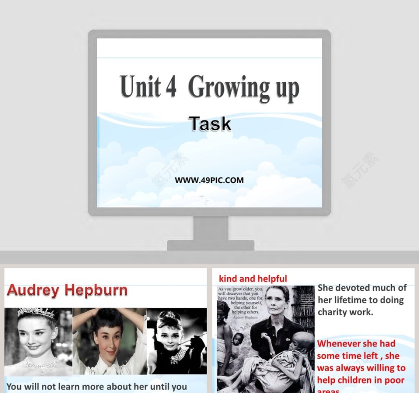 Unit 4  Growing up PPT模板内容