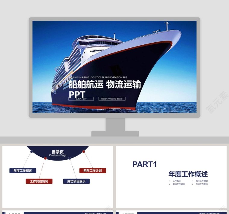 船舶航运物流运输PPT交通工具PPT第1张