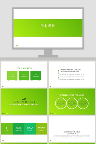 绿色清新极简项目介绍PPT模板