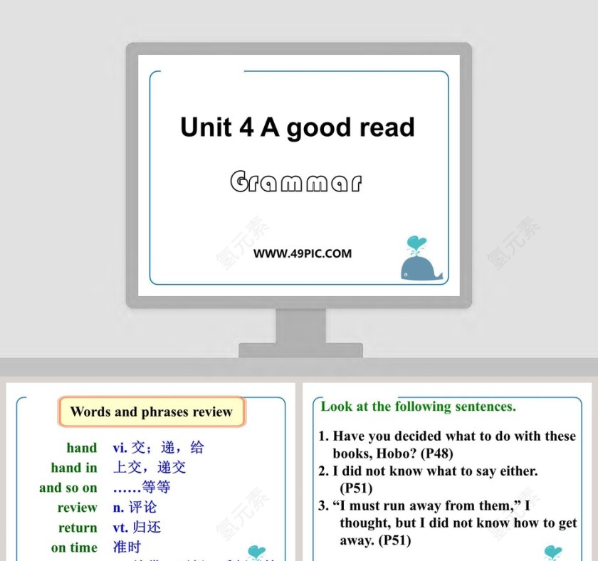 Unit 4 A good read - Grammar 课程教学 PPT 模板第1张