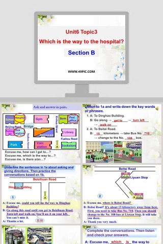 Unit6 Topic3-Which is the way to the hospital教育培训PPT模板