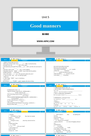 Good manners Unit 5 第 - 教育培訓行业PPT模板