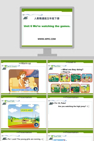 Unit 6 Were watching the games-人教精通版五年级下册教学ppt课件