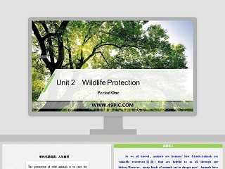 Unit 2 - Wildlife Protection PPT模板 - 保护野生动物ppt背景