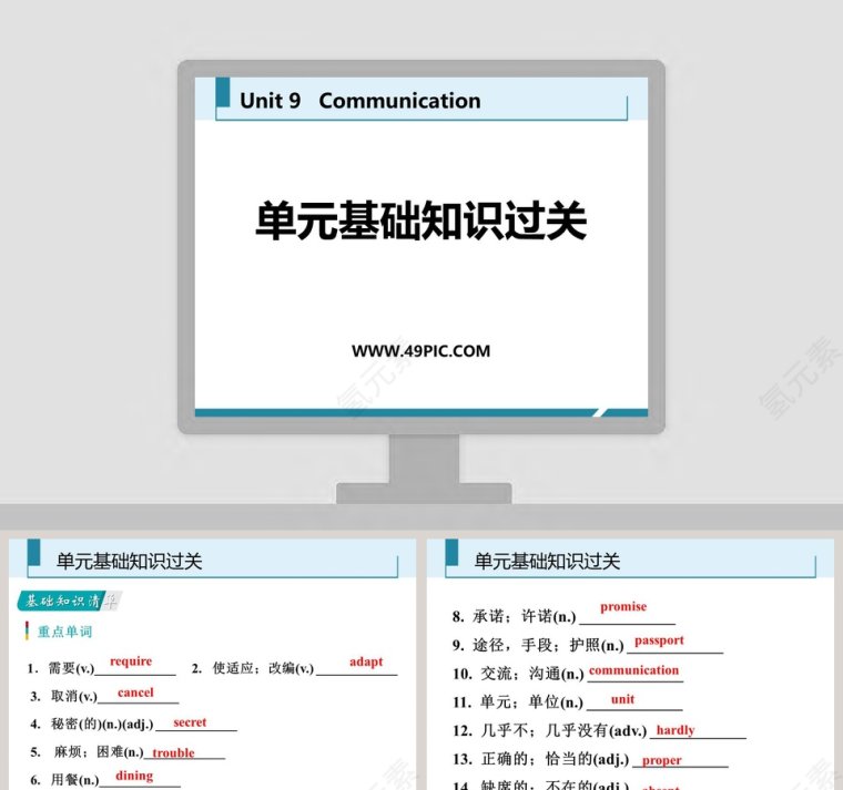 单元基础知识过关教学ppt课件第1张