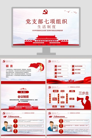 党支部七项组织生活制度PPT模板