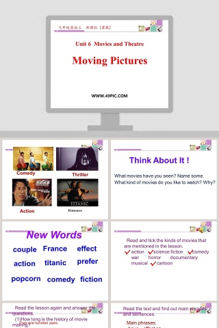 Unit 6  Movies and Theatre-Moving Pictures教学ppt课件