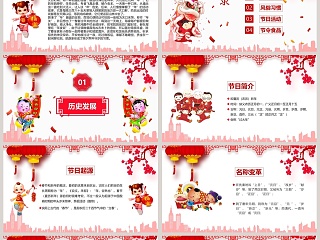 红色简约新年传统习俗春节新春快乐ppt