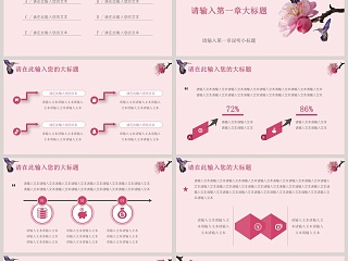 工作总结报告小清新花鸟模板