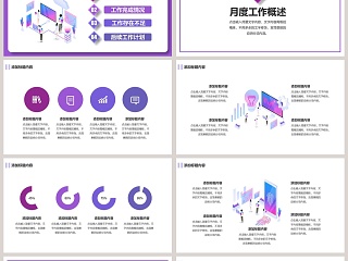 紫色简约月度工作总结汇报PPT模板