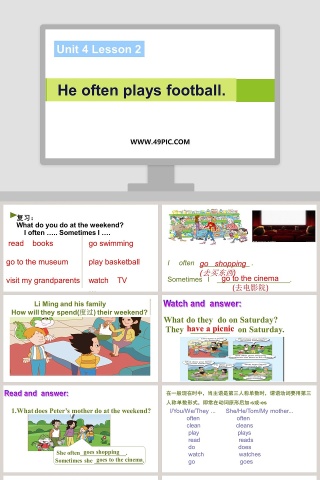 He often plays football-Unit 4 Lesson 2教学ppt课件