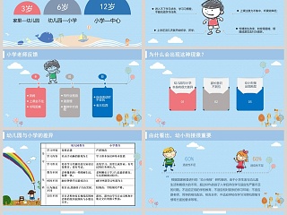 蓝色简约大气卡通风大班幼小衔接家装会ppt 