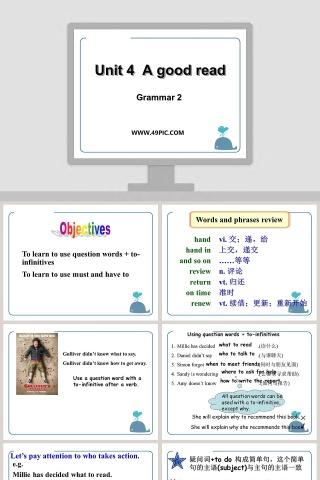 Unit 4 A good read Grammar 2 PPT模板 - 教育培训行业最佳选择