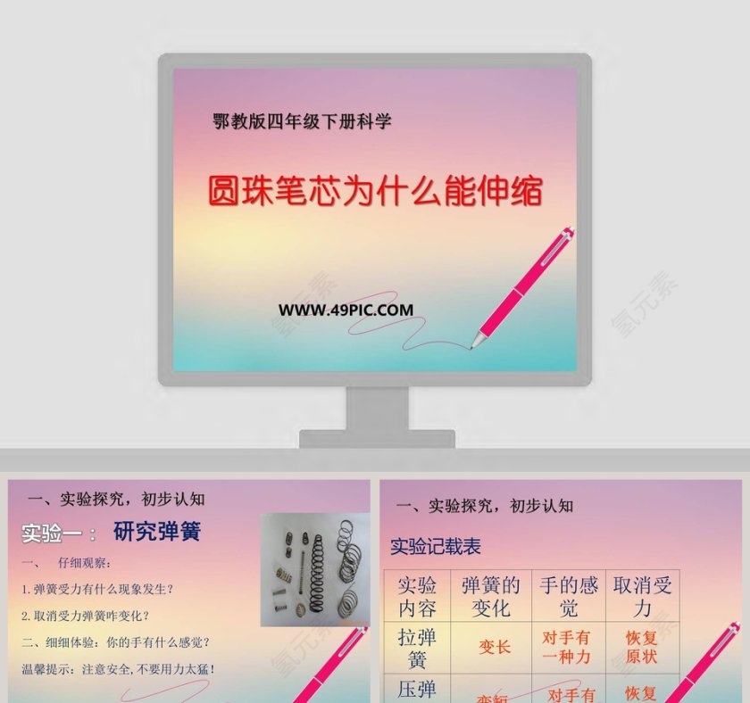 圆珠笔芯为什么能伸缩-鄂教版四年级下册科学教学ppt课件