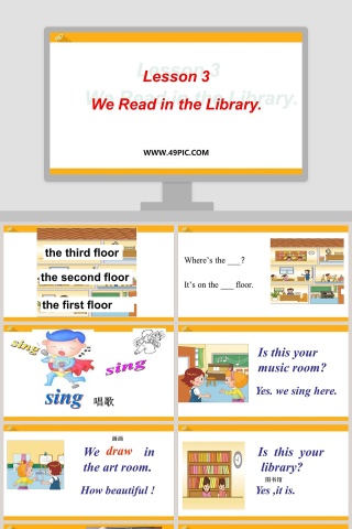 基于Lesson 3We Read in the Library的PPT模板设计内容