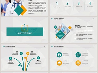 创意绿色医疗医药医院行业工作汇报PPT模板