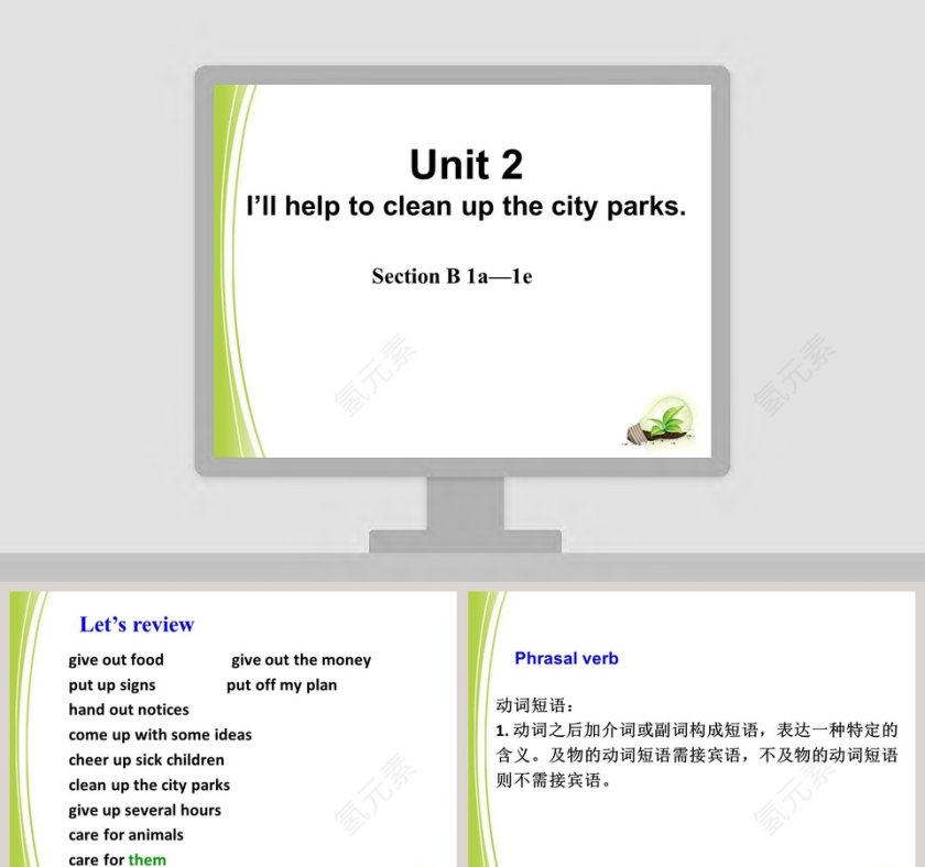 Unit 2Ill help to clean up the city parksSection B 1a1e教学ppt课件