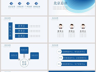 蓝色简约公司组织架构ppt