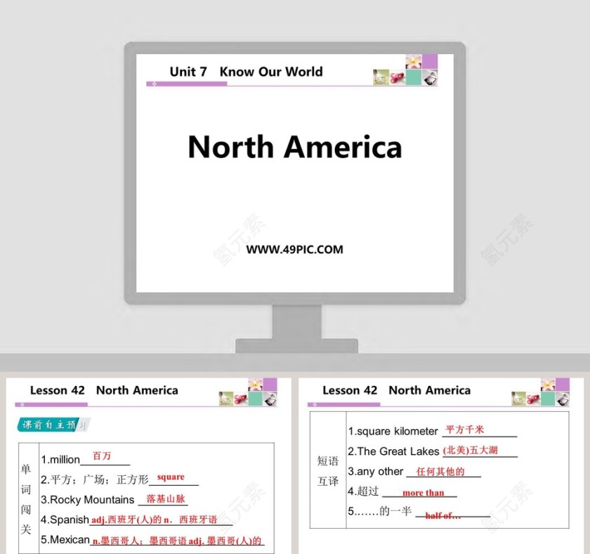 North AmericaUnit 7Know Our World教学ppt课件