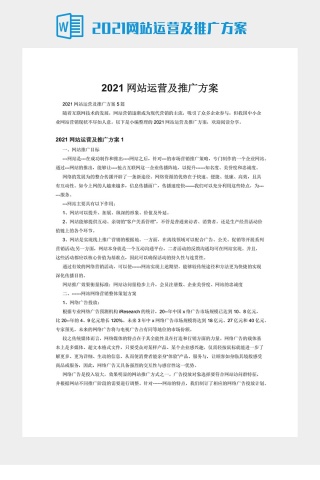 2021网站运营及推广方案下载