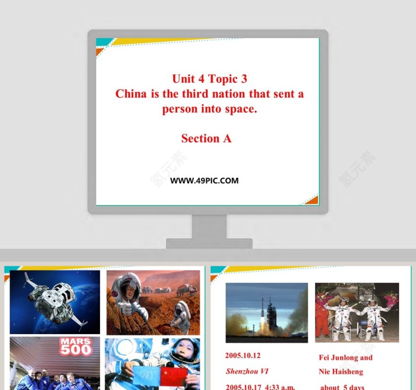 Unit 4 Topic 3China is the third nation that sent a person into spaceSection A PPT模板内容