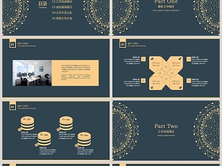 蓝色简约大气民族古典风格工作总结汇报通用PPT