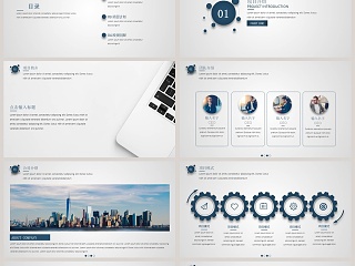 简约细线素雅灰扁平化总结报告ppt模板