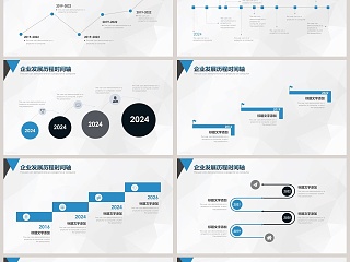 蓝色商务科技风企业发展历程时间轴PPT模板