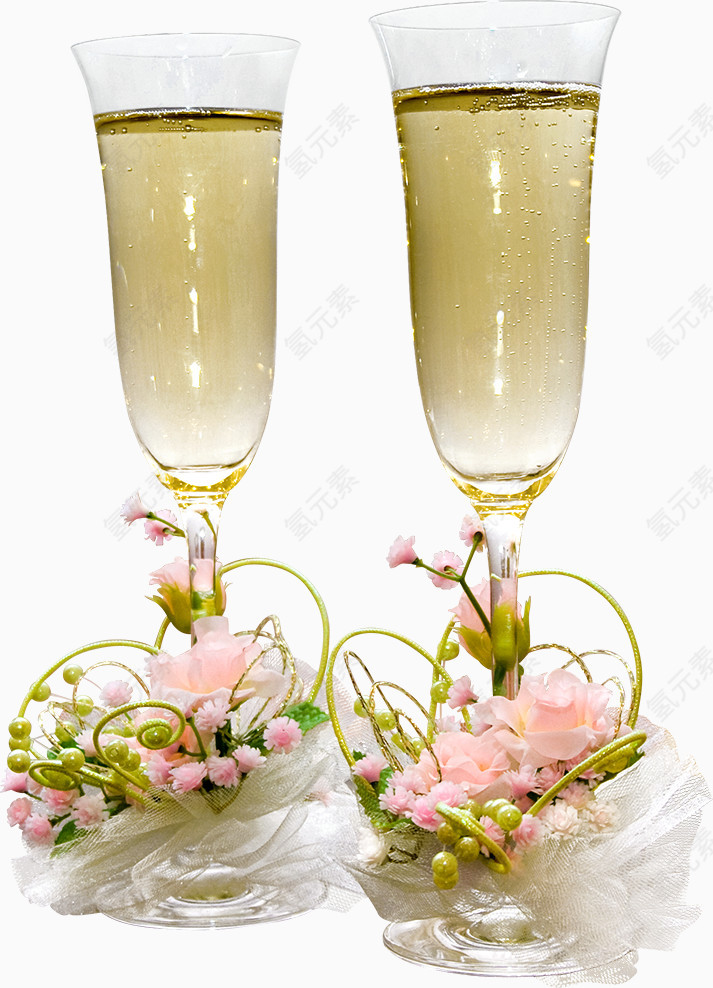 花朵香槟酒杯子