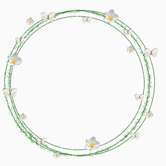 边框矢量图手绘卡通白色小花花环