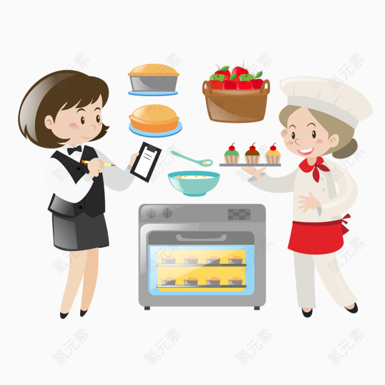 美女厨师与服务员