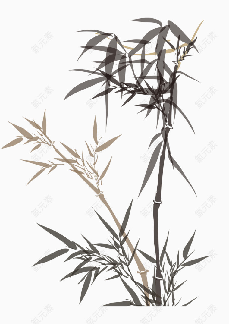 手绘中国风水墨竹子  