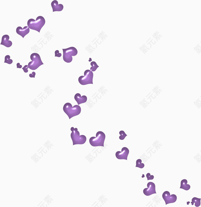 紫色小爱心曲线装饰