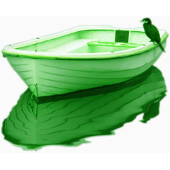 手绘绿色水彩小船