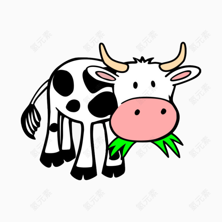 卡通手绘奶牛