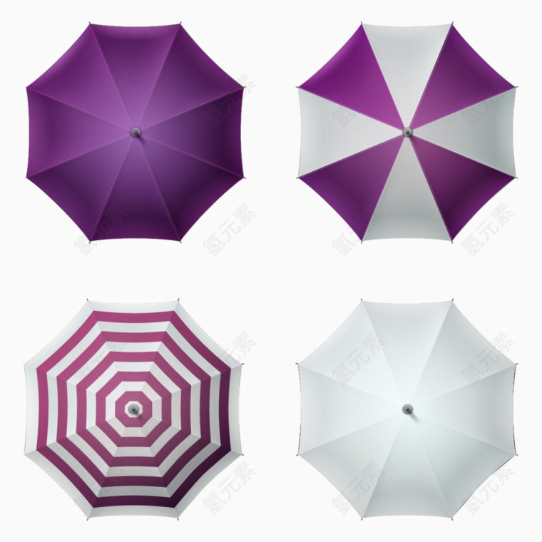 四款高清逼真手绘紫色太雨伞顶部