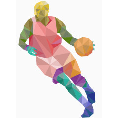 卡通手绘折纸效果篮球运动员