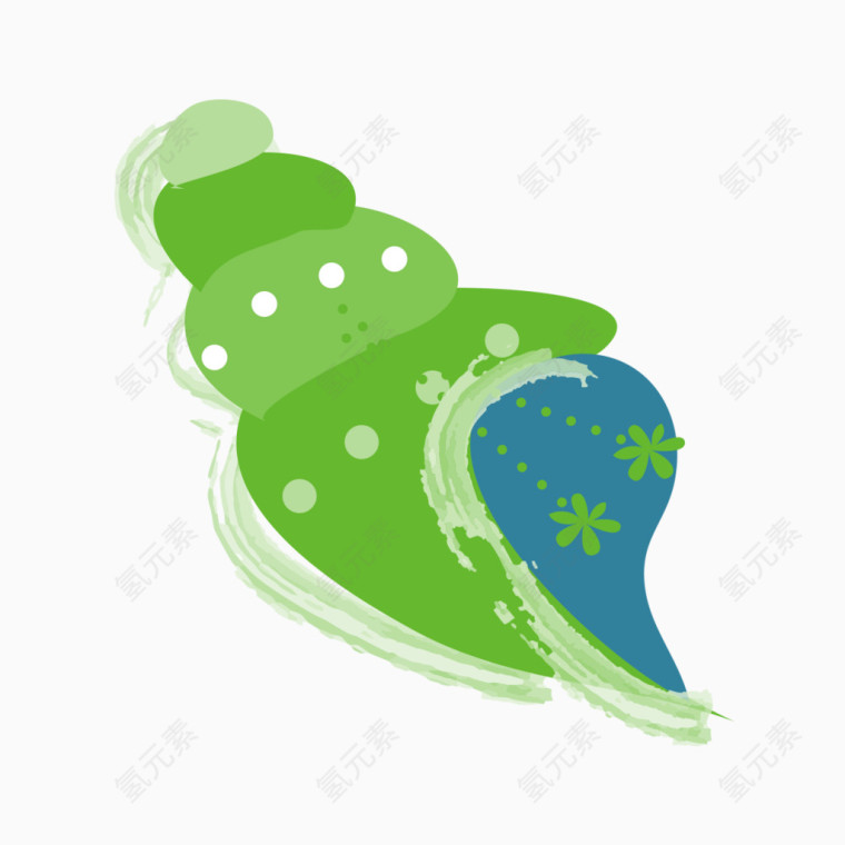绿色手绘海螺