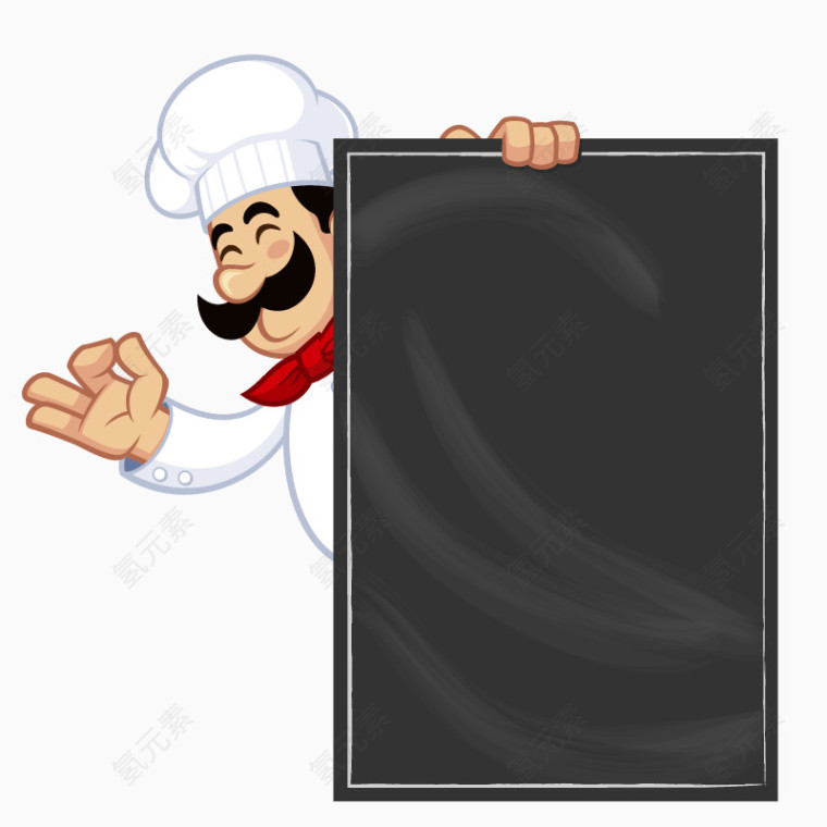 卡通手绘厨师黑板边框