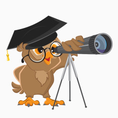  卡通猫头鹰教育望远镜矢量素材