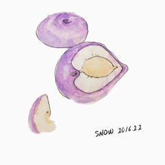 水墨紫色桃子