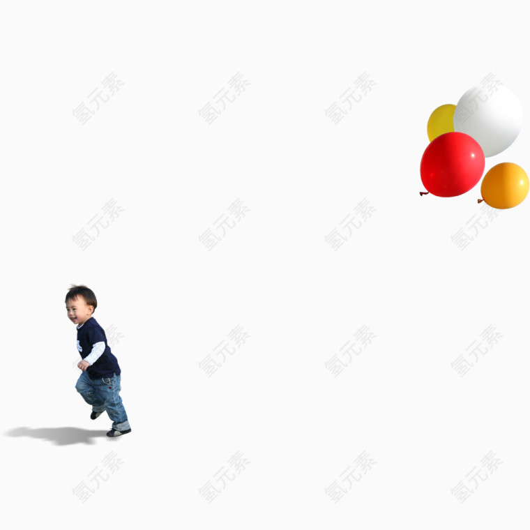 小孩牵着气球