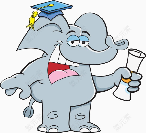 戴着学士帽的大象