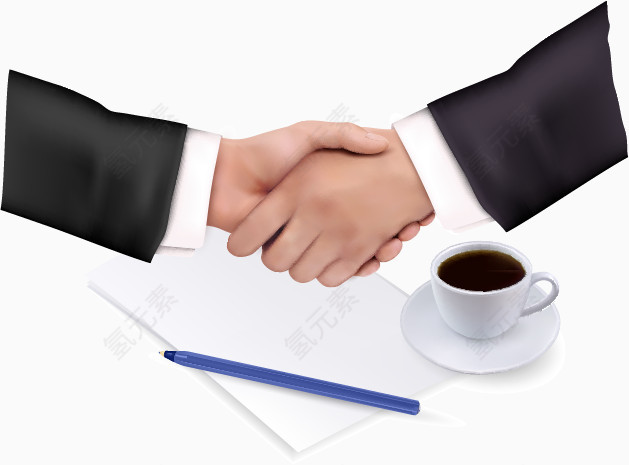 咖啡和商务人士握手矢量素材