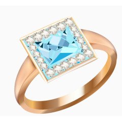 蓝水晶碎钻戒指