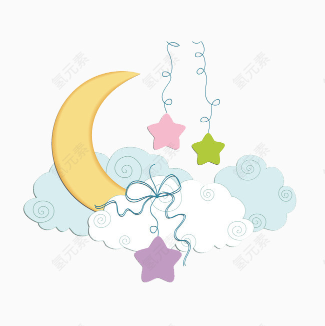 卡通月亮星星母婴店装饰元素