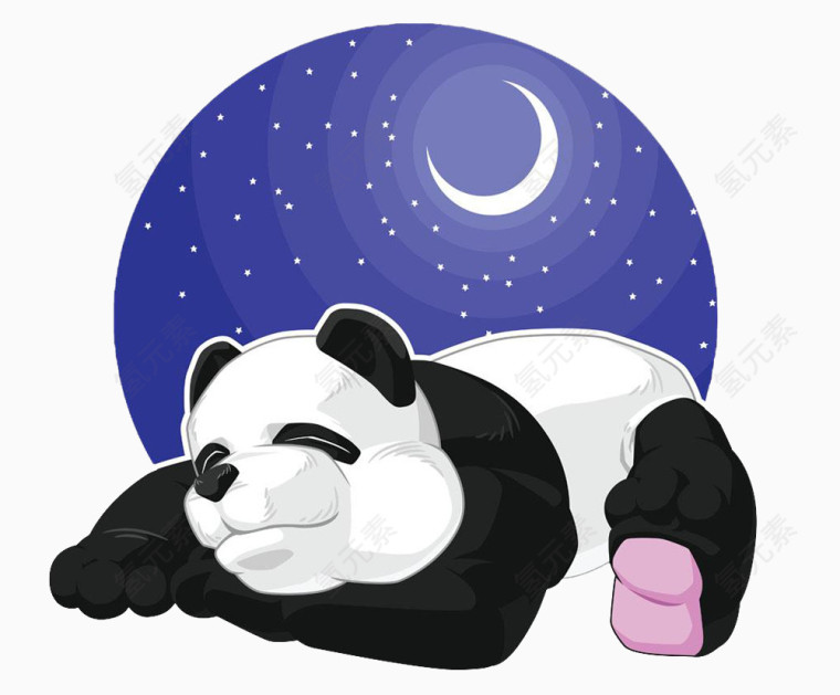 卡通手绘熟睡的熊猫