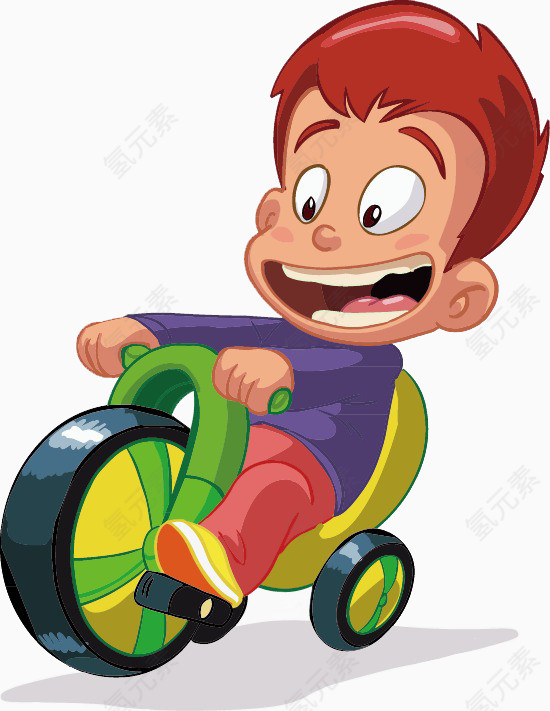 骑着童车的开心小孩