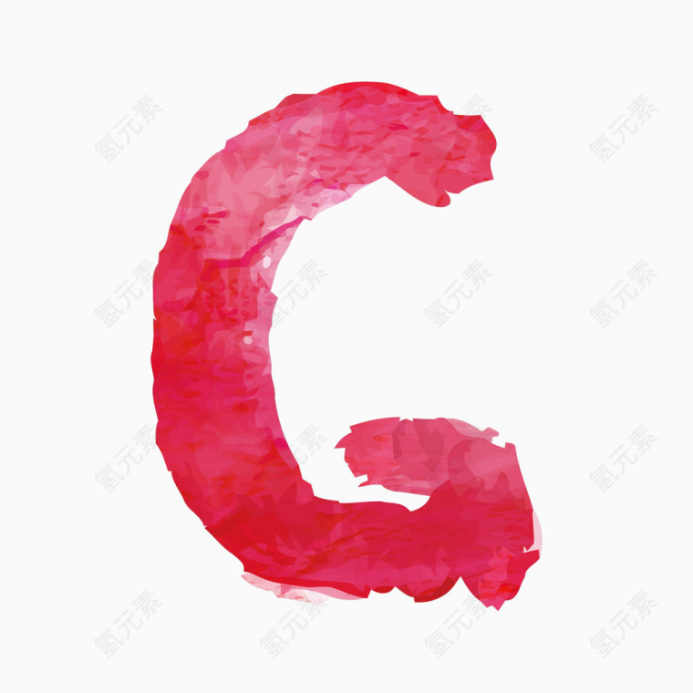红色水彩字母字体G